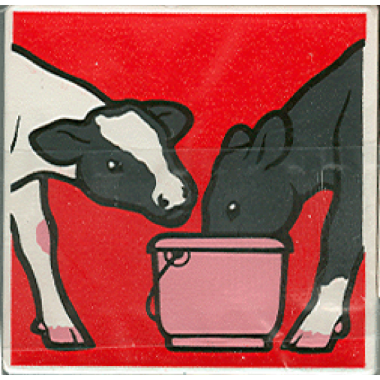 Duplo, Tile 2 x 2 x 1 with Cow Mosaic Picture 08 Pattern (Set 1078)