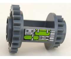 Technic, Gear Differential, 24-16 Teeth with Lime Containers Pattern Model Right Side (Sticker) - Set 7477