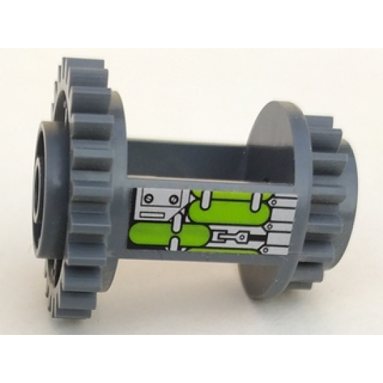 Technic, Gear Differential, 24-16 Teeth with Lime Containers Pattern Model Right Side (Sticker) - Set 7477