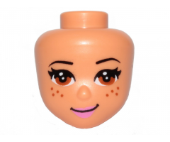Mini Doll, Head Friends with Medium Nougat Eyes and Freckles, Dark Pink Lips and Slightly Crooked Smile Pattern