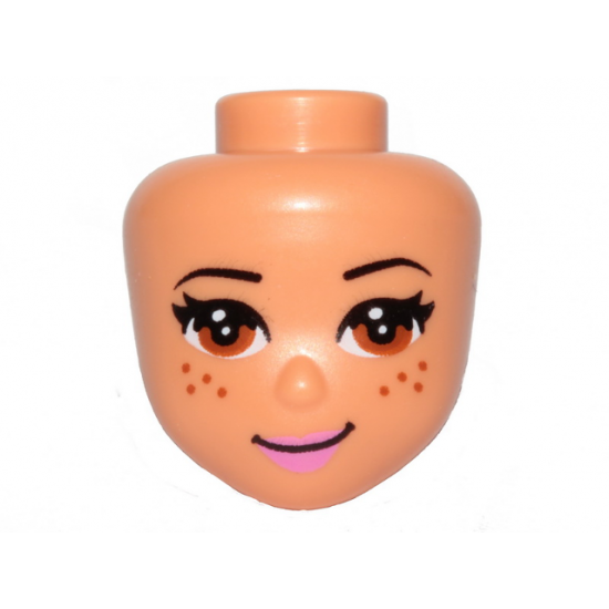 Mini Doll, Head Friends with Medium Nougat Eyes and Freckles, Dark Pink Lips and Slightly Crooked Smile Pattern