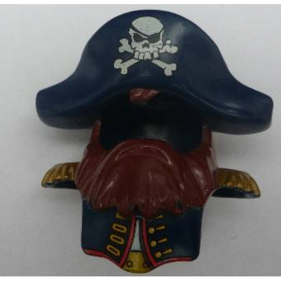 Duplo, Figure Wear & Utensil Clothing Head Cover, Shirt with Reddish Brown Beard and Dark Blue Hat with Skull and Crossbones Pattern