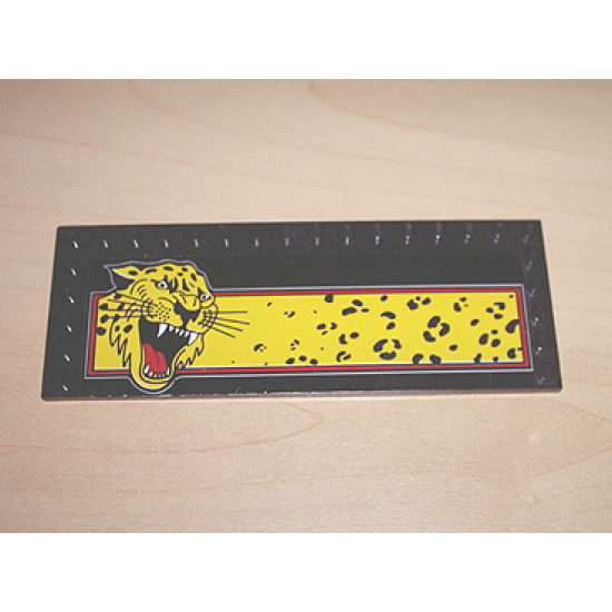 Tile, Modified 6 x 16 with Studs on Edges with Roaring Cheetah Head on Yellow Rectangle Pattern (Sticker) - Sets 5599 / 5600