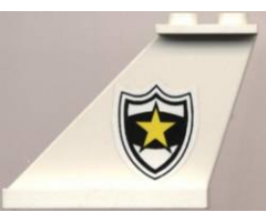 Tail 4 x 1 x 3 with Black and White Police Badge with Yellow Star Pattern on Left Side (Sticker) - Set 4012