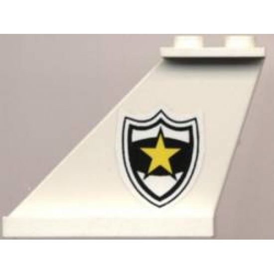 Tail 4 x 1 x 3 with Black and White Police Badge with Yellow Star Pattern on Left Side (Sticker) - Set 4012