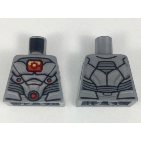 Torso Plate Armor, Red and Orange Window with Cyborg Cog, Red and Orange Lights Pattern