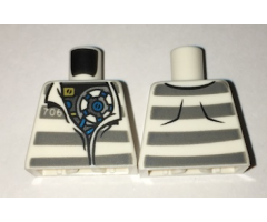 Torso Town Prisoner Open Collar, Number 706, Dark Bluish Gray Stripes, Mechanical Pattern