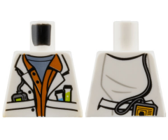 Torso Lab Coat with Sand Blue Undershirt and Test Tubes and Instrument in Pockets Pattern