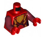 Torso Nexo Knights Female Armor with Orange and Gold Circuitry and Gold Dragon Head on Orange Pentagonal Shield Pattern / Dark Red Arms / Red Hands