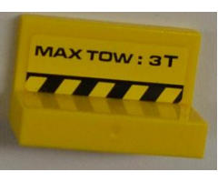 Panel 1 x 2 x 1 with 'MAX TOW: 3T' and Yellow and Black Danger Stripes Pattern on Inside (Sticker) - Set 8186