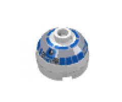 Brick, Round 2 x 2 Dome Top with Silver and Blue Pattern (R2-D2)