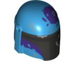 Minifigure, Headgear Helmet with Holes, SW Mandalorian with Silver and Dark Purple Pattern