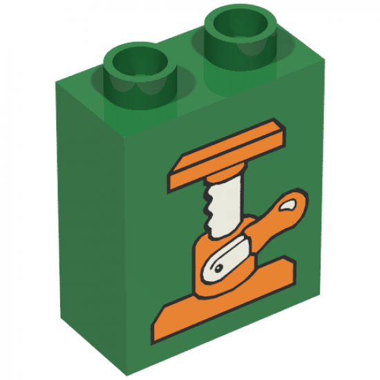 Duplo, Brick 1 x 2 x 2 with Car Jack Pattern