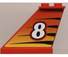Tail 4 x 1 x 3 with White Number 8 on Tiger Stripes Background Pattern on Left Side (Sticker) - Set 8229