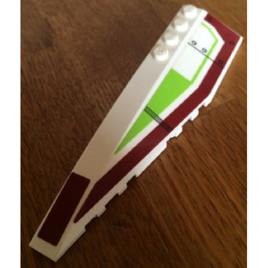Wedge 12 x 3 Left with Dark Red and Lime Pattern (Stickers) - Set 7679