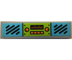 Tile 1 x 4 with Medium Azure Speakers and Orange Controls Pattern (Sticker) - Set 75902