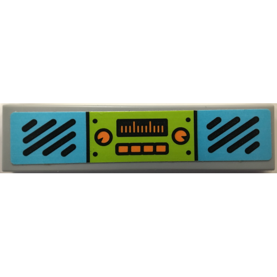 Tile 1 x 4 with Medium Azure Speakers and Orange Controls Pattern (Sticker) - Set 75902