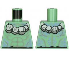 Torso Bare Chest with Light Bluish Gray Muscles Outline, Stone Necklace and Sand Blue Spots Pattern