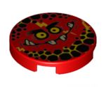 Tile, Round 2 x 2 with Bottom Stud Holder with Globlin Face with Small Teeth Pattern