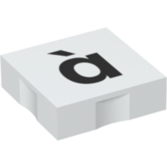 Duplo, Tile 2 x 2 with Black Lowercase Letter a with Grave (à) Pattern