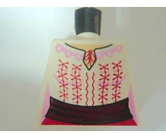 Torso Indiana Jones Female Blouse with Red and Pink Embroidery Pattern