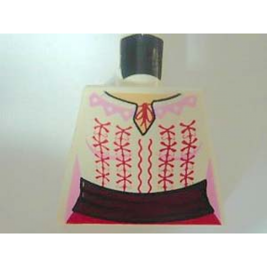 Torso Indiana Jones Female Blouse with Red and Pink Embroidery Pattern