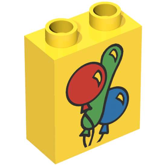 Duplo, Brick 1 x 2 x 2 with Three Balloons Pattern