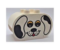 Duplo, Brick 2 x 4 x 2 Rounded Ends with Dog Face Type 1 (colored) Pattern