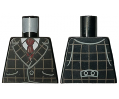 Torso Jacket with Dark Tan Checkered Lines, White Shirt, Dark Red and Dark Tan Tie and Vest Pattern