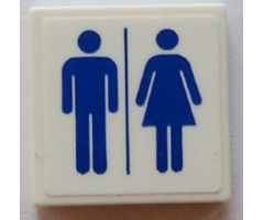 Tile 2 x 2 with Blue Man and Woman Silhouettes (Unisex Restroom) Pattern (Sticker) - Set 60073