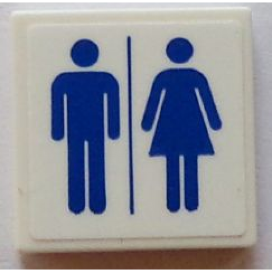 Tile 2 x 2 with Blue Man and Woman Silhouettes (Unisex Restroom) Pattern (Sticker) - Set 60073