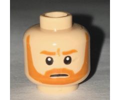 Minifigure, Head Dual Sided Dark Orange Trim Beard, Closed Mouth / Bared Teeth Pattern - Blocked Open Stud