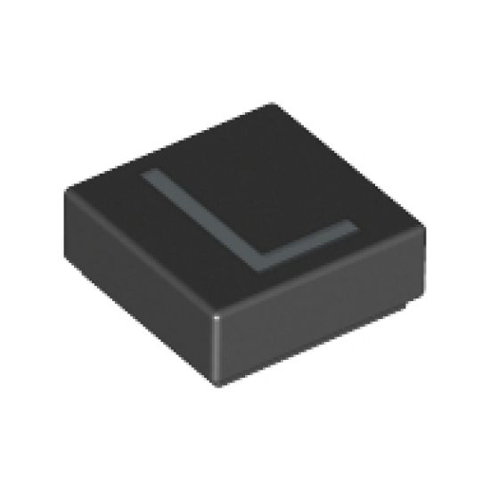 Tile 1 x 1 with Silver Capital Letter L Pattern