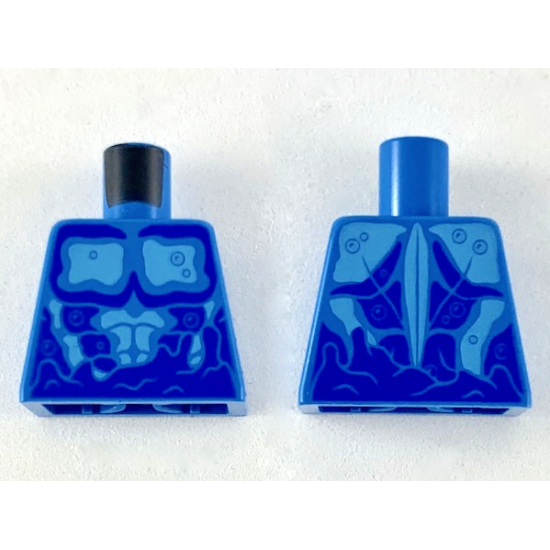 Torso Medium Azure Chest with Blue Outlines and Water Pattern