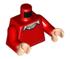 Torso Batman Sweater V-Neck over Button Down White Shirt Pattern / Red Arms / Light Nougat Hands