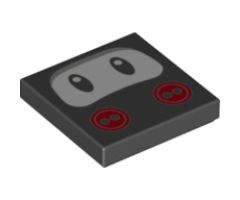 Tile 2 x 2 with Eyes on White Background, Red Buttons Pattern (Super Mario Ninji Face)