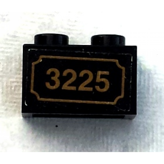 Brick 1 x 2 with Gold '3225' Pattern (Sticker) - Set 3225