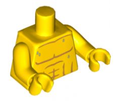 Torso Bare Chest with Muscles Outline and Drops of Sweat Pattern / Yellow Arms / Yellow Hands