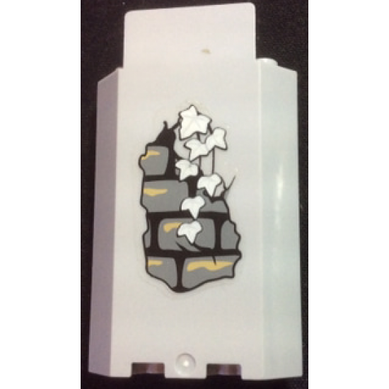 Panel 3 x 3 x 6 Corner Wall without Bottom Indentations with Bricks and 7 White Ivy Leaves, Glow in the Dark Pattern (Sticker) - Set 9468