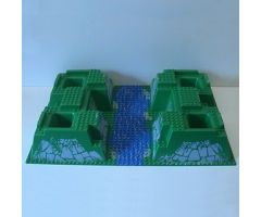 Baseplate, Raised 32 x 48 x 6 with 4 Corner Pits and River Pattern