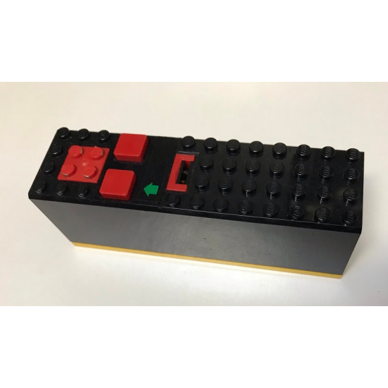 Electric, Battery Box 9V 4 x 14 x 4 with Yellow Base and Green Arrow Pattern (Sticker) - Set 8082