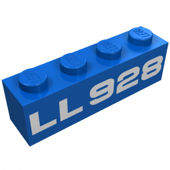 Brick 1 x 4 with White 'LL928' Pattern