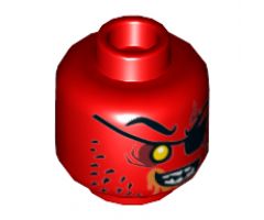 Minifigure, Head Dual Sided Alien Eyepatch, Yellow Sunken Eye, Stubble, Orange Mouth Froth, Evil Smile / Open Mouth Angry Pattern - Hollow Stud