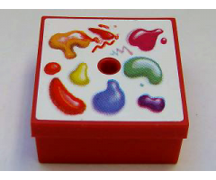 Container Box 3.5 x 3.5 x 1.3 with Hinged Lid with Paint Box Pattern (Sticker) - Set 3142