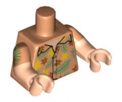 Torso Hawaiian Shirt Pattern / Light Nougat Arms with Nougat Short Sleeves and Hawaiian Pattern / Light Nougat Hands