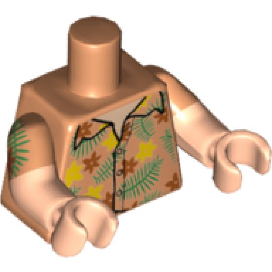 Torso Hawaiian Shirt Pattern / Light Nougat Arms with Nougat Short Sleeves and Hawaiian Pattern / Light Nougat Hands