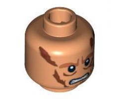 Minifigure, Head Male Scars, Bared Teeth Pattern (SW Anakin Skywalker) - Hollow Stud