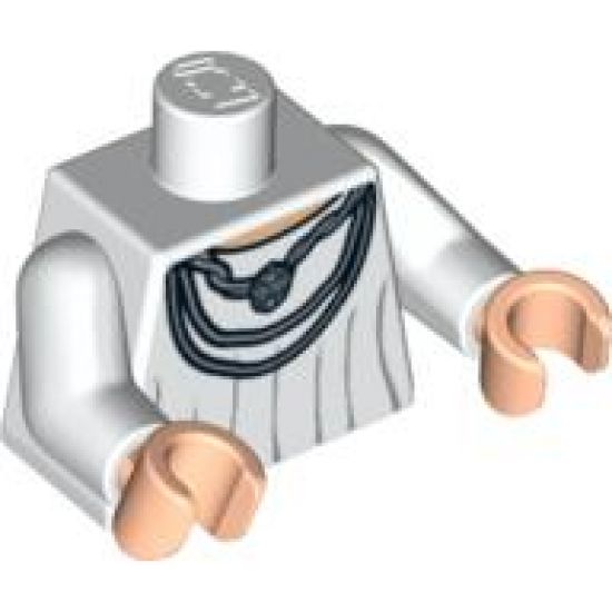 Torso SW Robe with Silver Necklace Pattern / White Arms / Light Nougat Hands