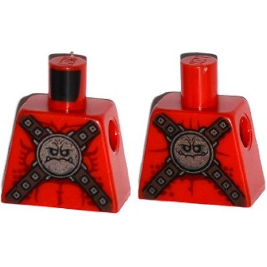 Torso Nexo Knights Bare Chest with Silver Circular Chest Armor with Straps Pattern