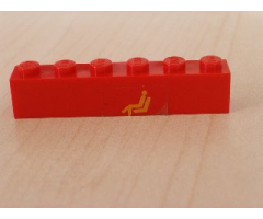 Brick 1 x 6 with Yellow Train Waiting Room Pattern (Sticker) - Set 2150